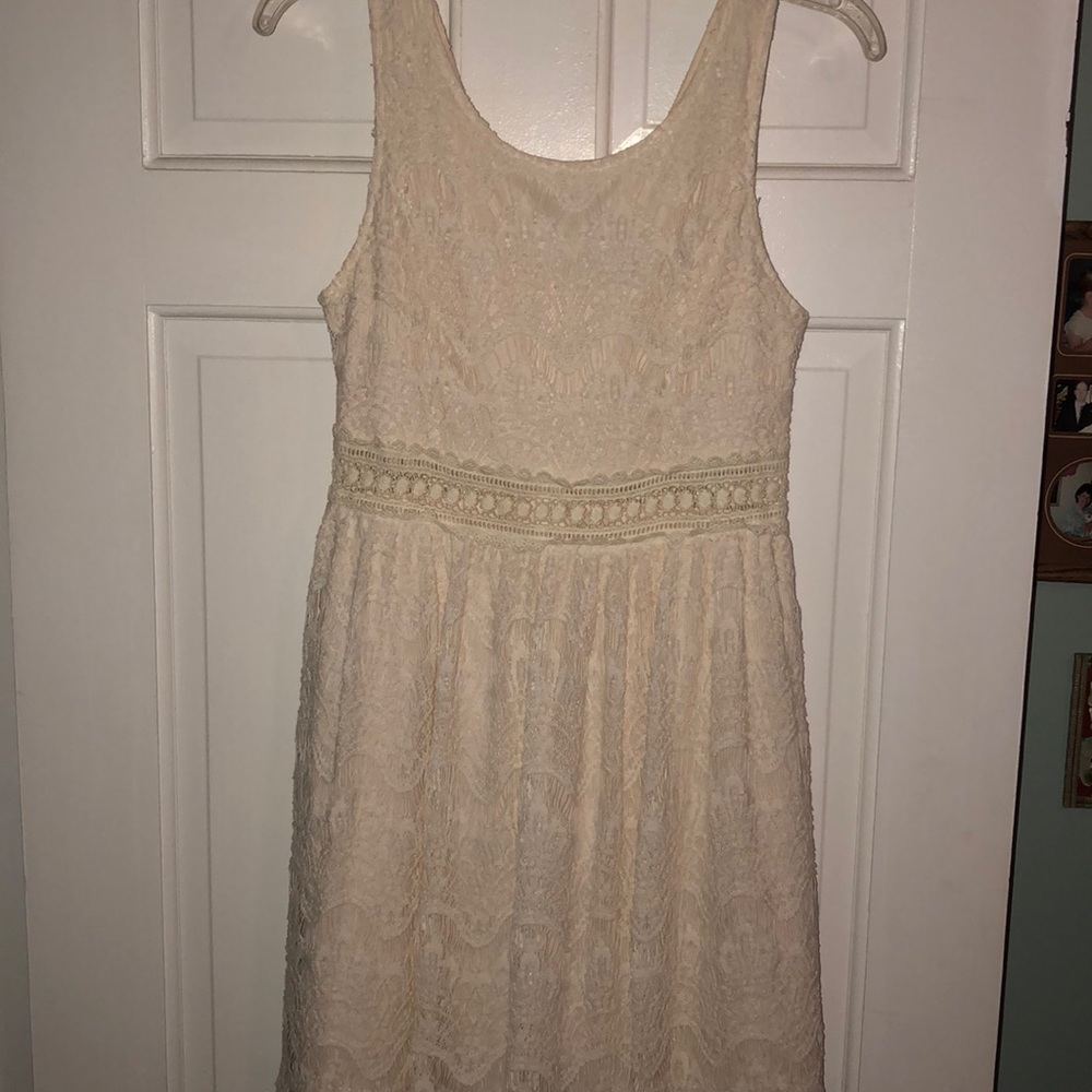 Special occasion dress with lace overlay